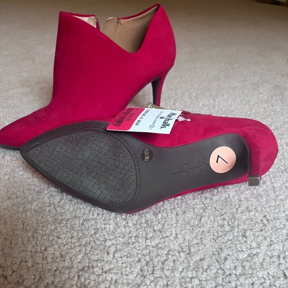 Jessica Simpson Red Suede Heeled Boots - Picture 2 of 3